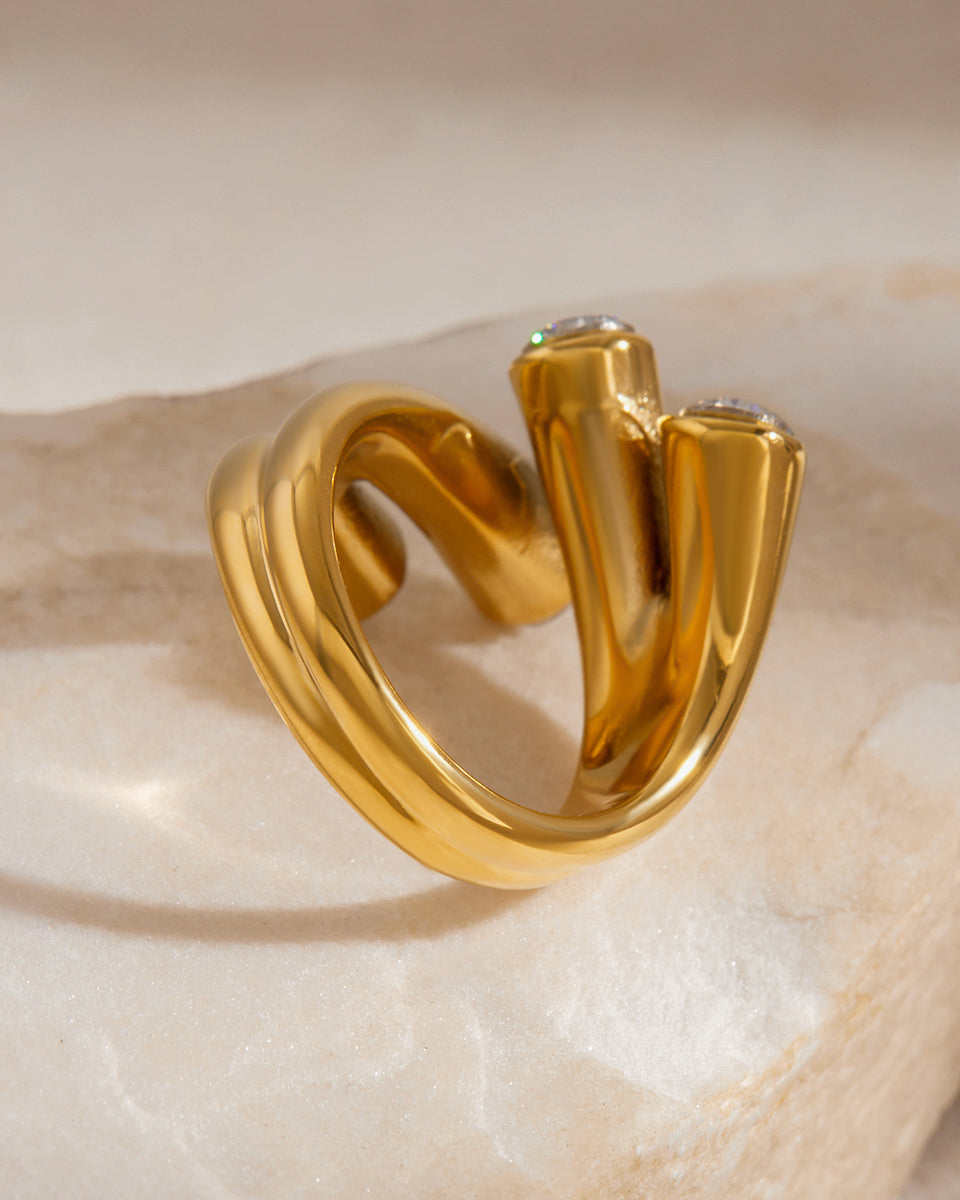 Golden Spiral Diamond Ring