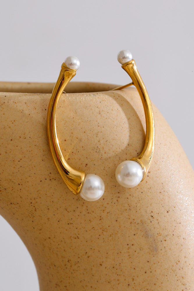 Stainless Steel Earrings Simulated Pearl