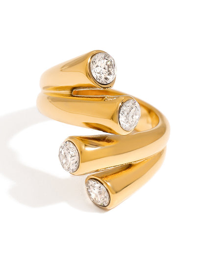 Golden Spiral Diamond Ring
