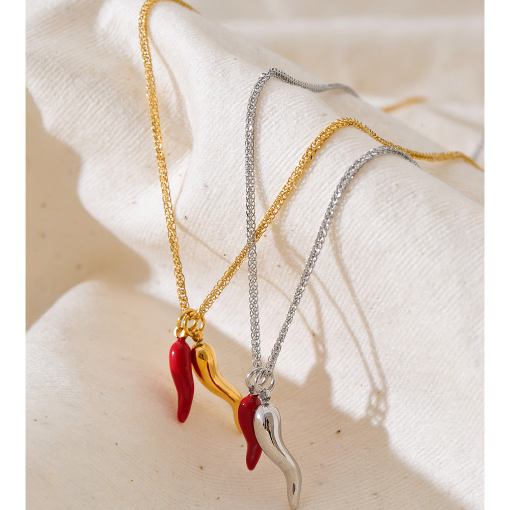 Stainless Steel Enamel Pendant Necklace