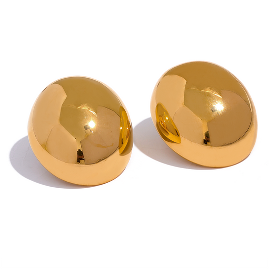  Big Oval Geometric Stainless Steel Gold  Waterproof  Charm Stud Earrings