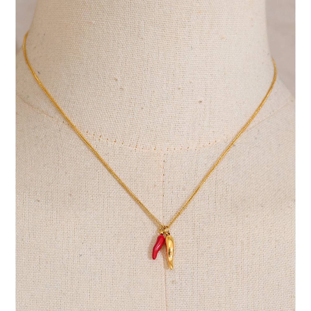 Stainless Steel Enamel Pendant Necklace