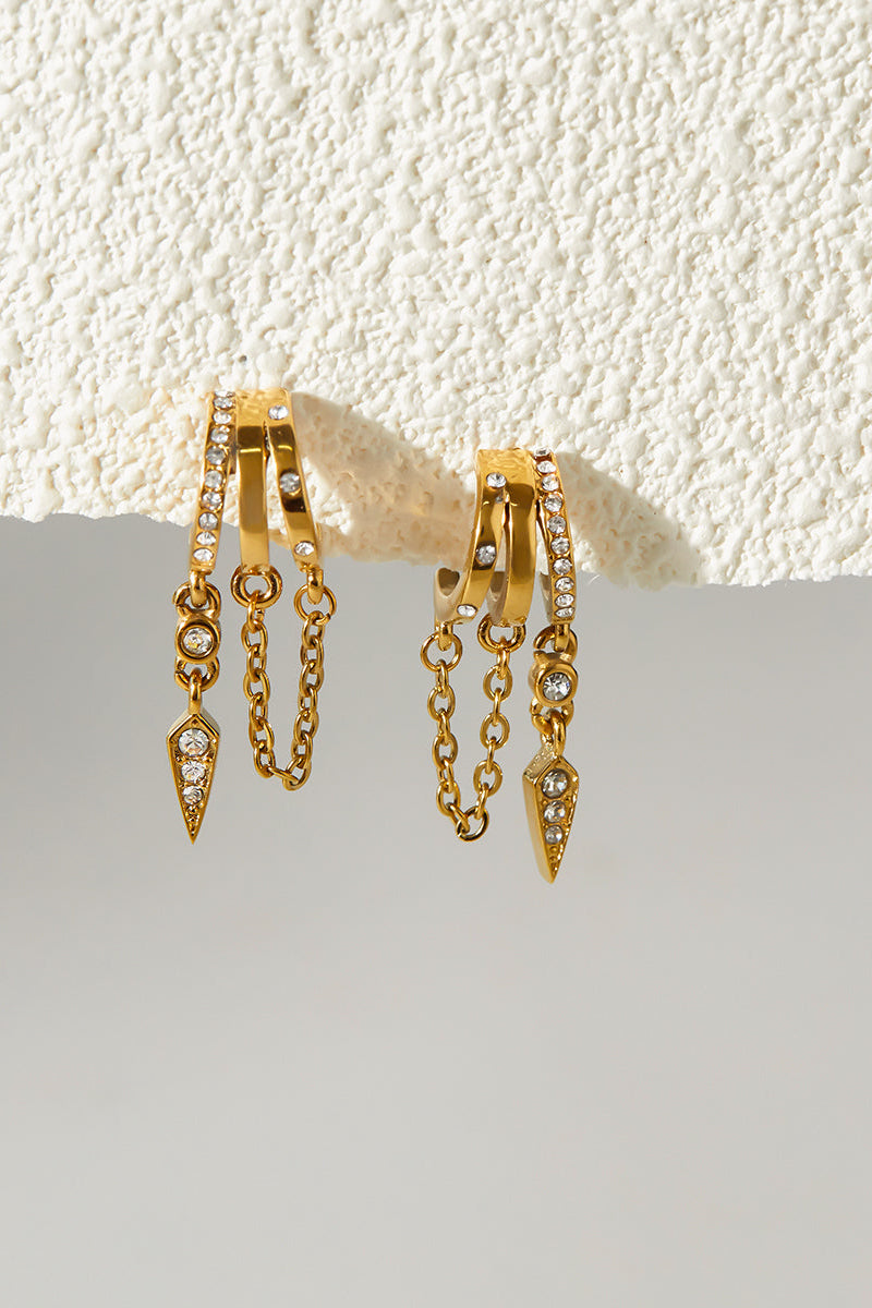 Golden Trinity Chain Drop Hoops