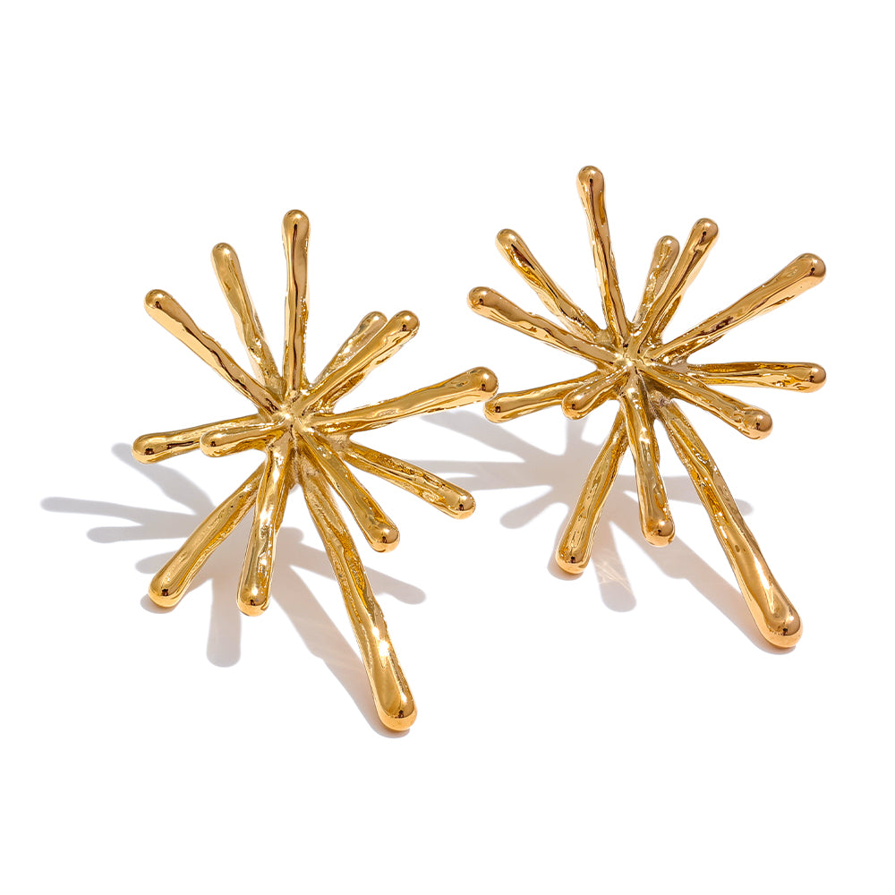 Stainless Steel Cast Firework Stud Earrings