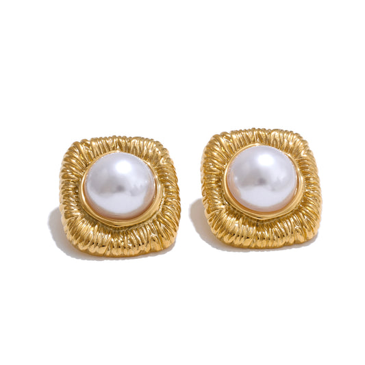 Simulated Pearl Stud Earrings
