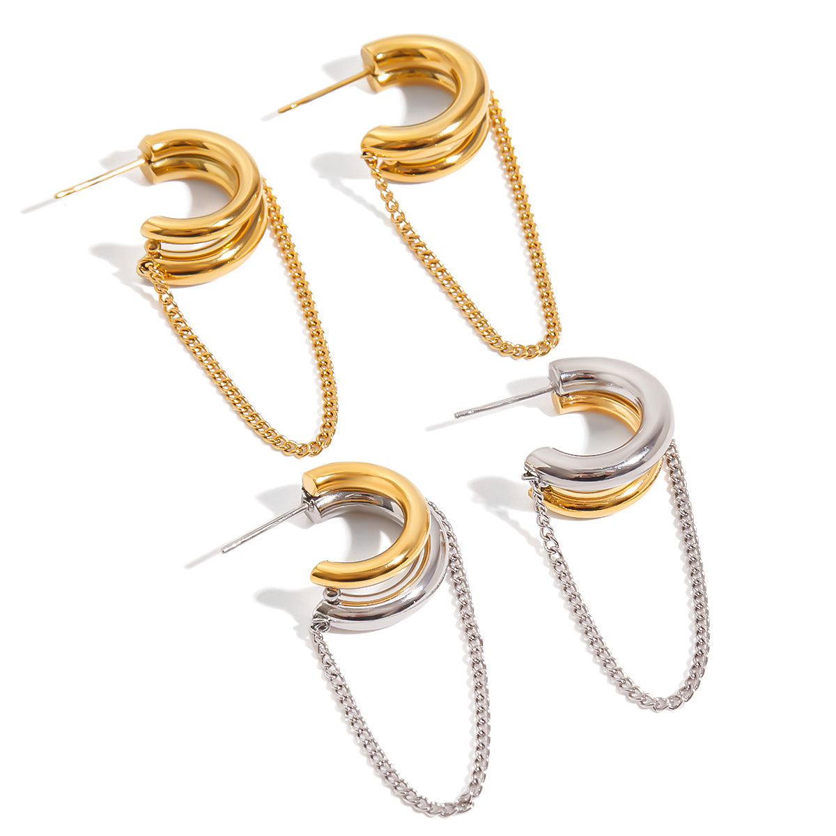 Tassel Line Hoop Earrings
