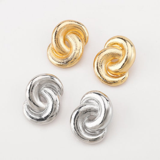 Double Circle Link Geometric Drop Earrings