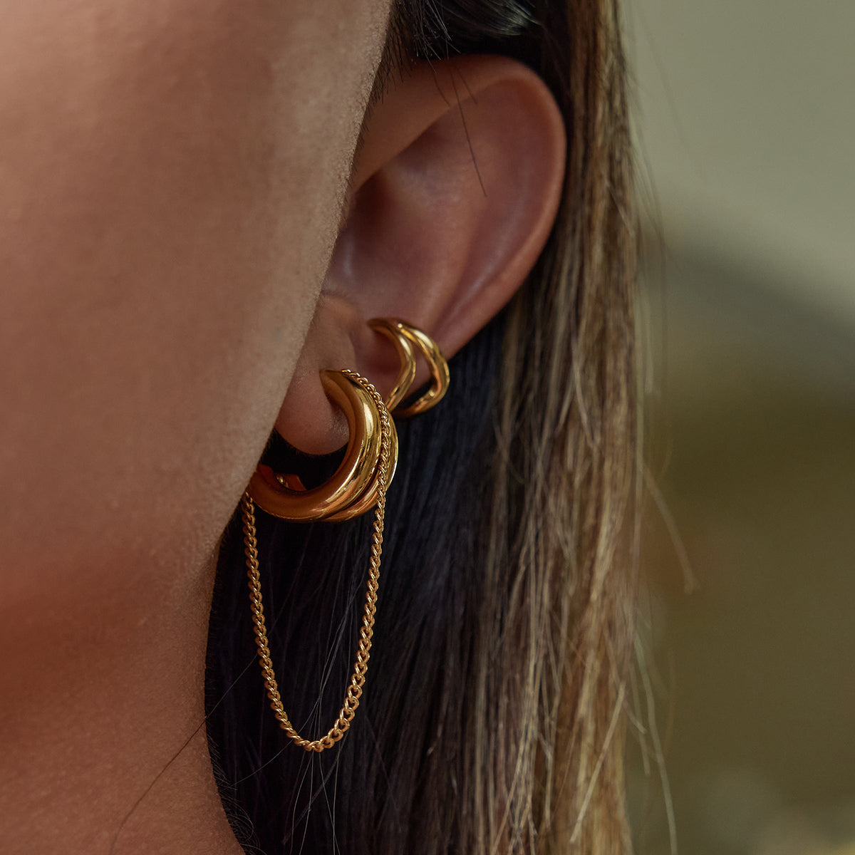 Tassel Line Hoop Earrings
