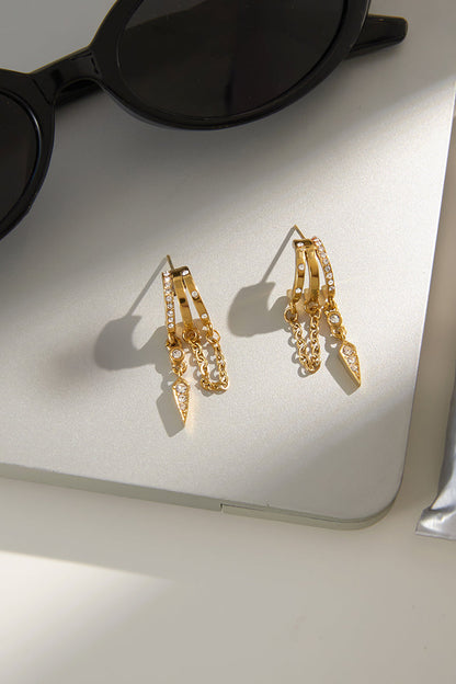 Golden Trinity Chain Drop Hoops
