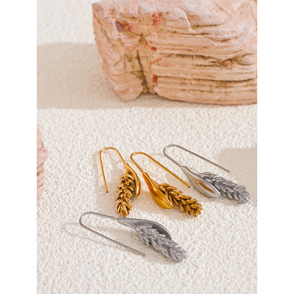 Stainless Steel Wheat Earrings 18K Gold Plated