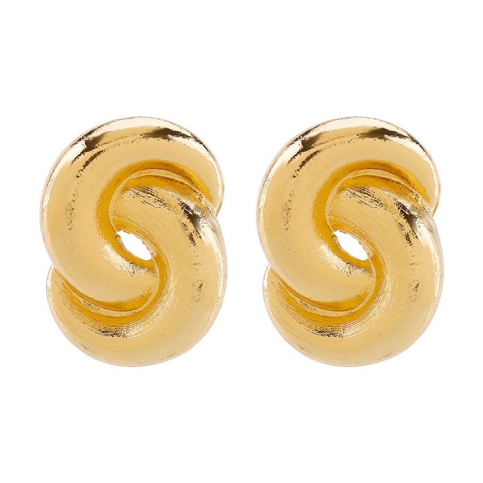 Double Circle Link Geometric Drop Earrings