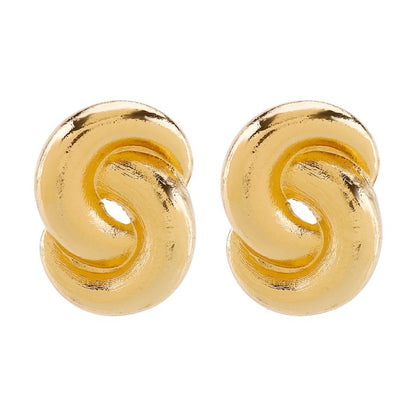 Double Circle Link Geometric Drop Earrings