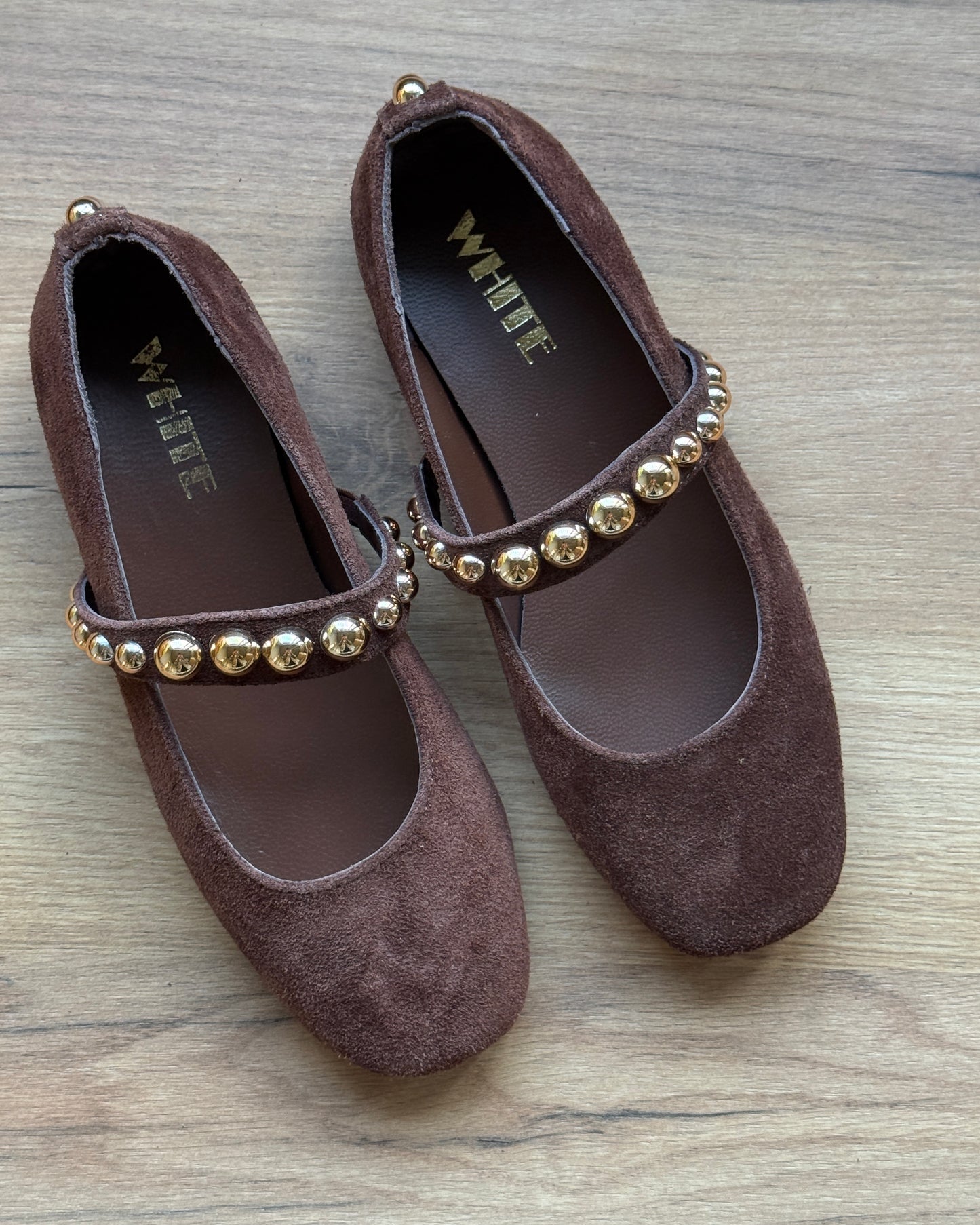 Gold Stud Mary Jane Flats