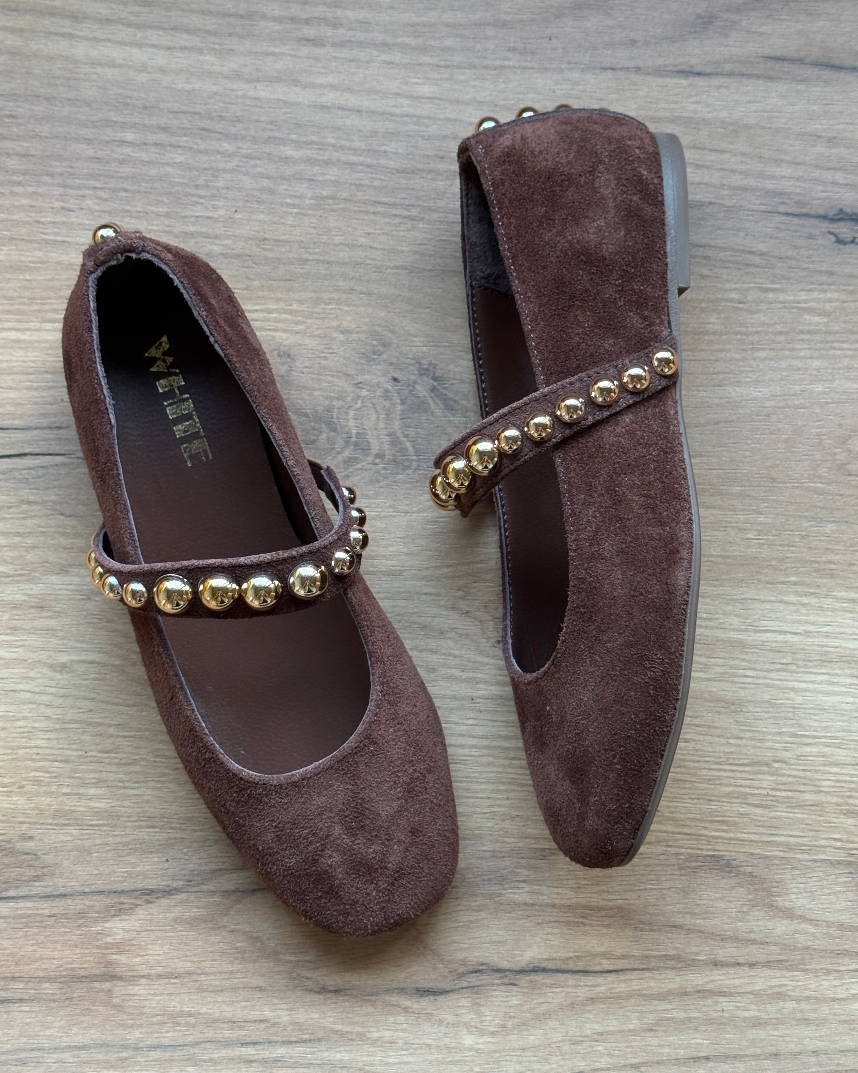 Gold Stud Mary Jane Flats