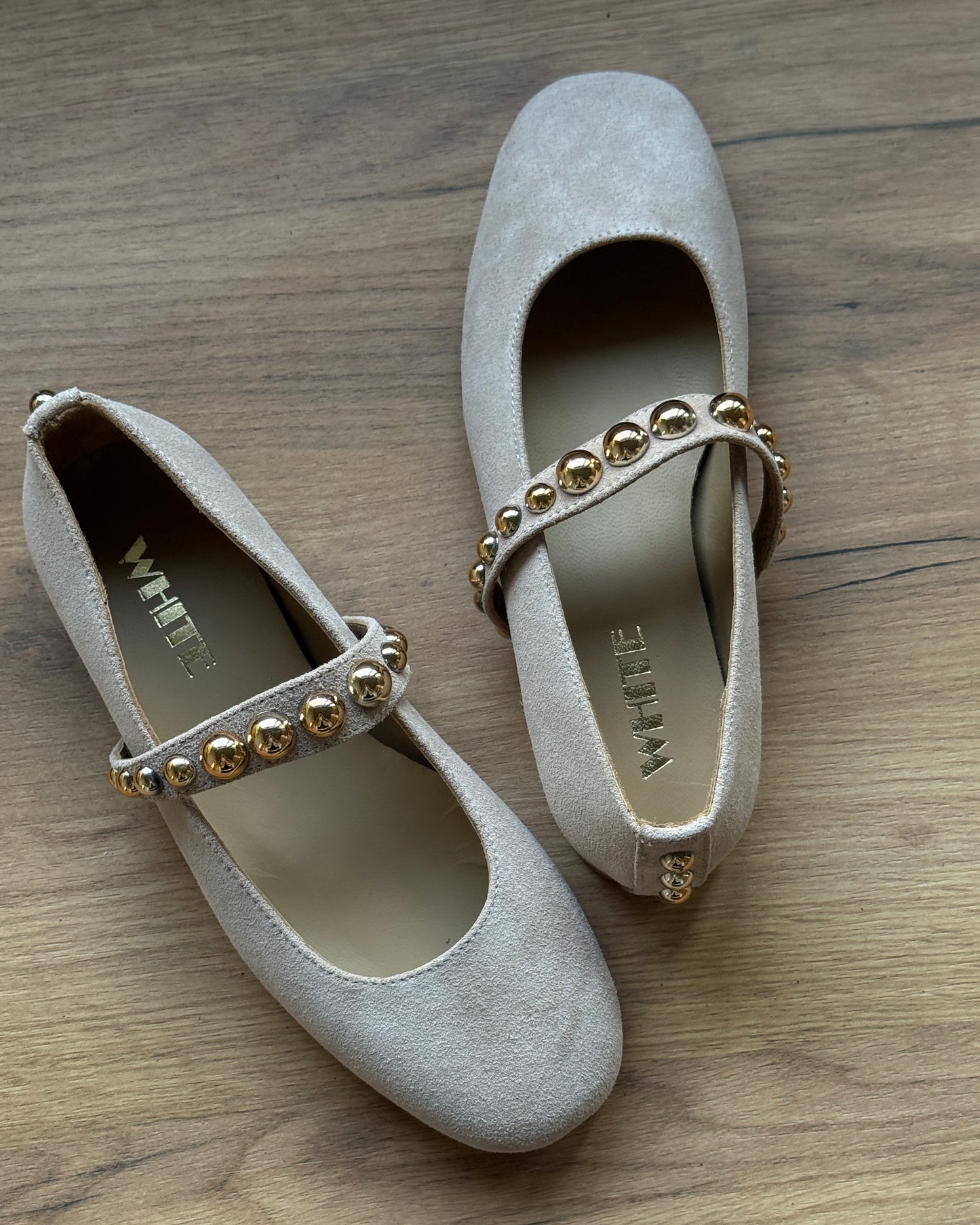 Gold Stud Mary Jane Flats