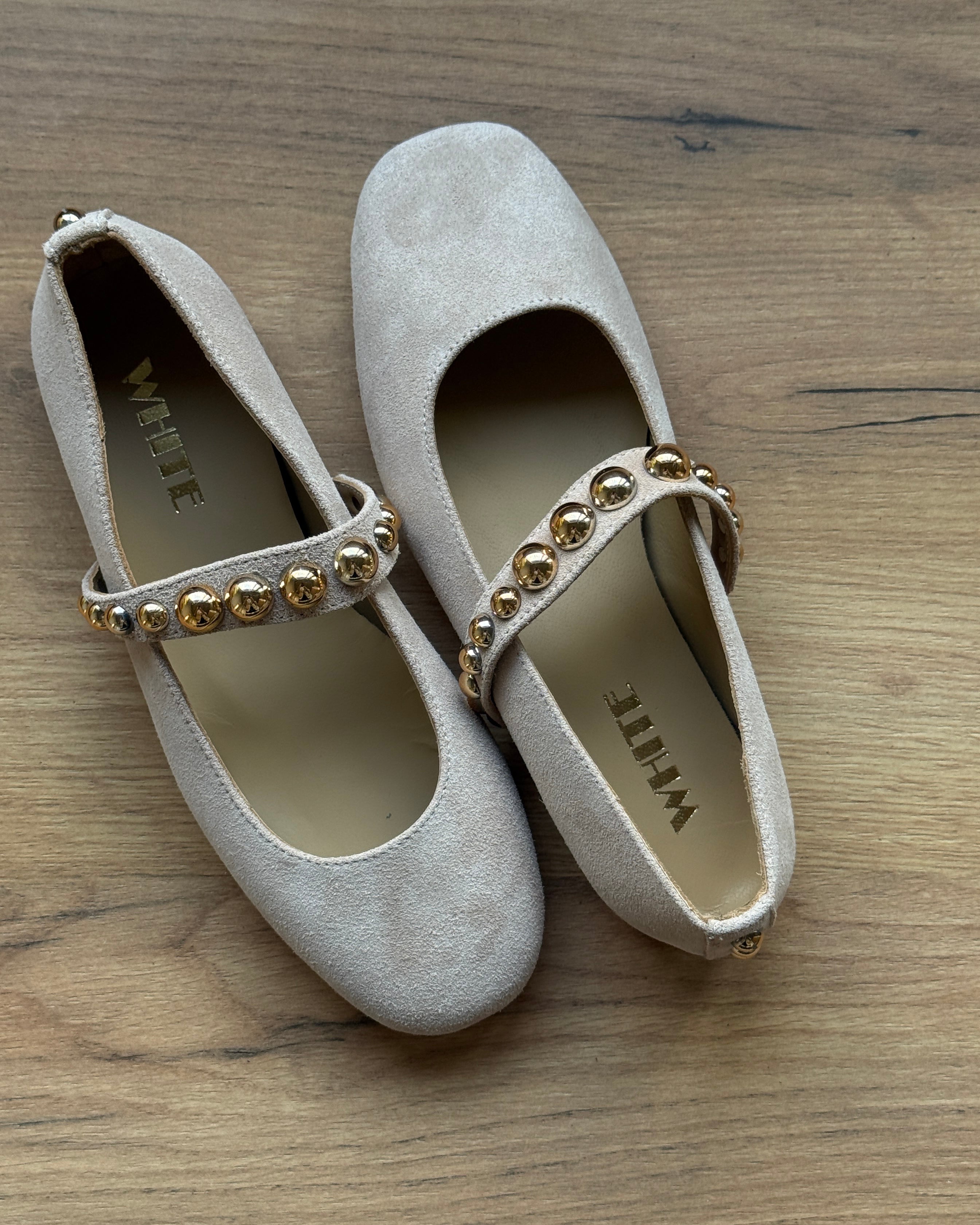 Gold Stud Mary Jane Flats