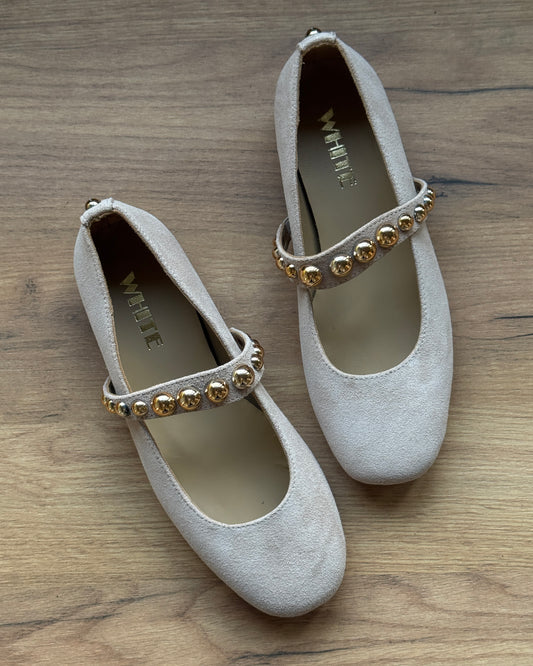 Gold Stud Mary Jane Flats