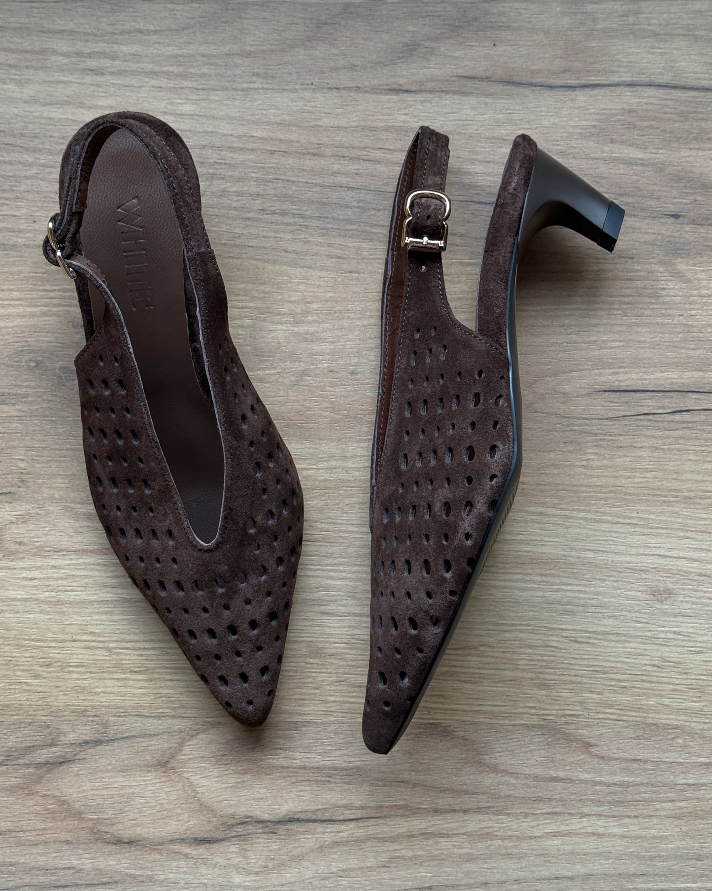 Suede Pointed Slingback Pumps