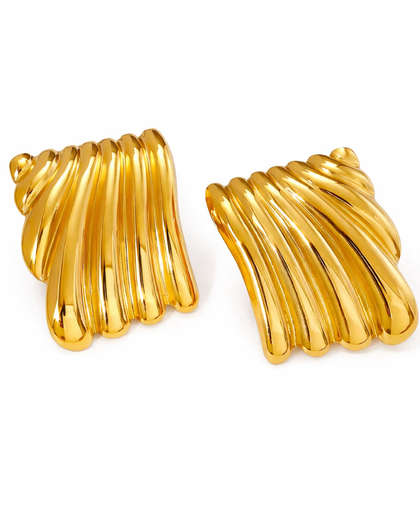 Golden Wave Statement Earrings