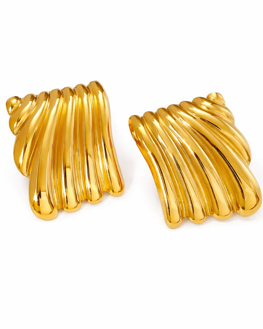 Golden Wave Statement Earrings