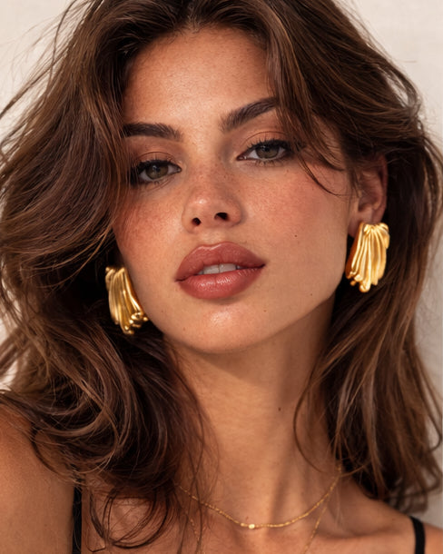 Golden Wave Statement Earrings