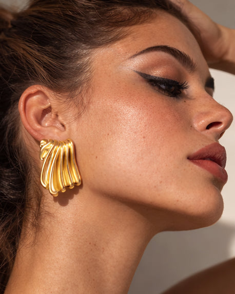Golden Wave Statement Earrings
