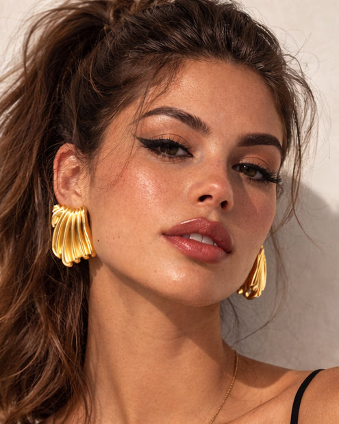 Golden Wave Statement Earrings