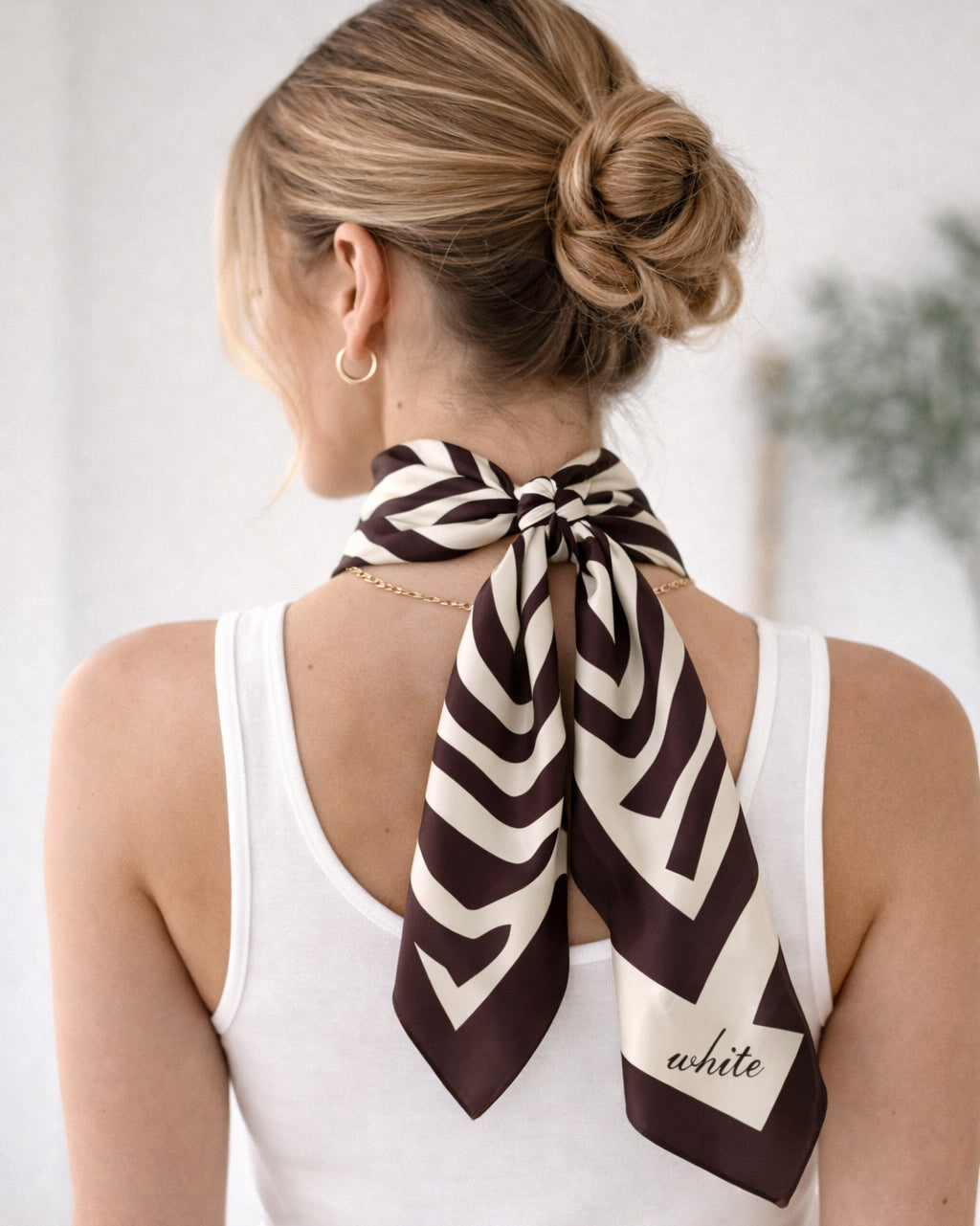 Zebra Silk Scarf – Cream & Dark Chocolate