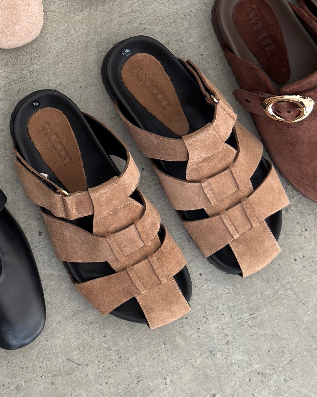 Suede Woven Slide Clog Sandals