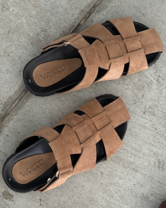 Suede Woven Slide Clog Sandals