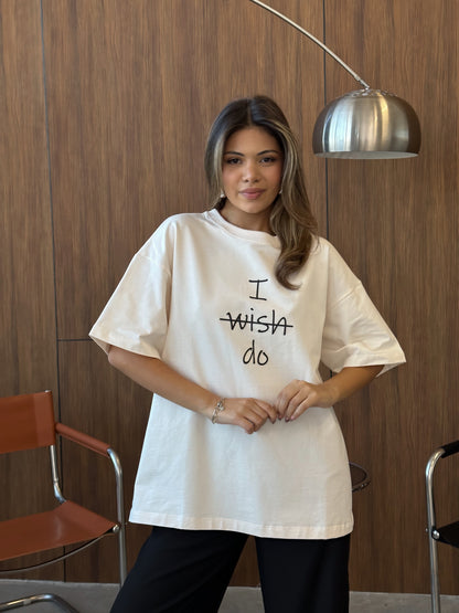 Увеличенный размер, хлопок, надпись «I WISH DO»
