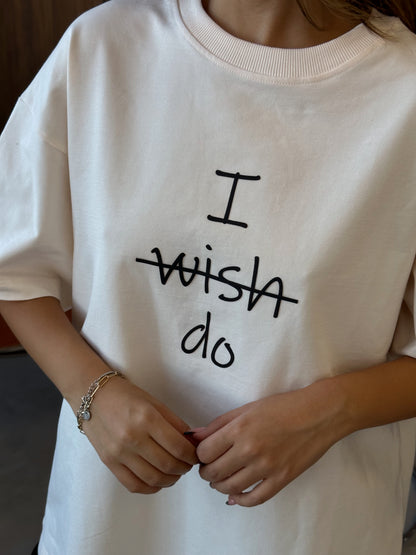 Увеличенный размер, хлопок, надпись «I WISH DO»
