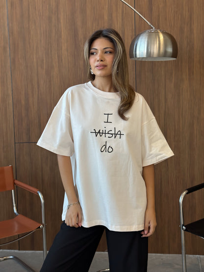 Увеличенный размер, хлопок, надпись «I WISH DO»