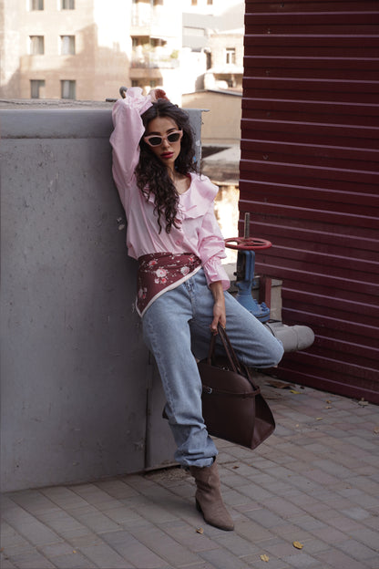 Pink Ruffle Blouse