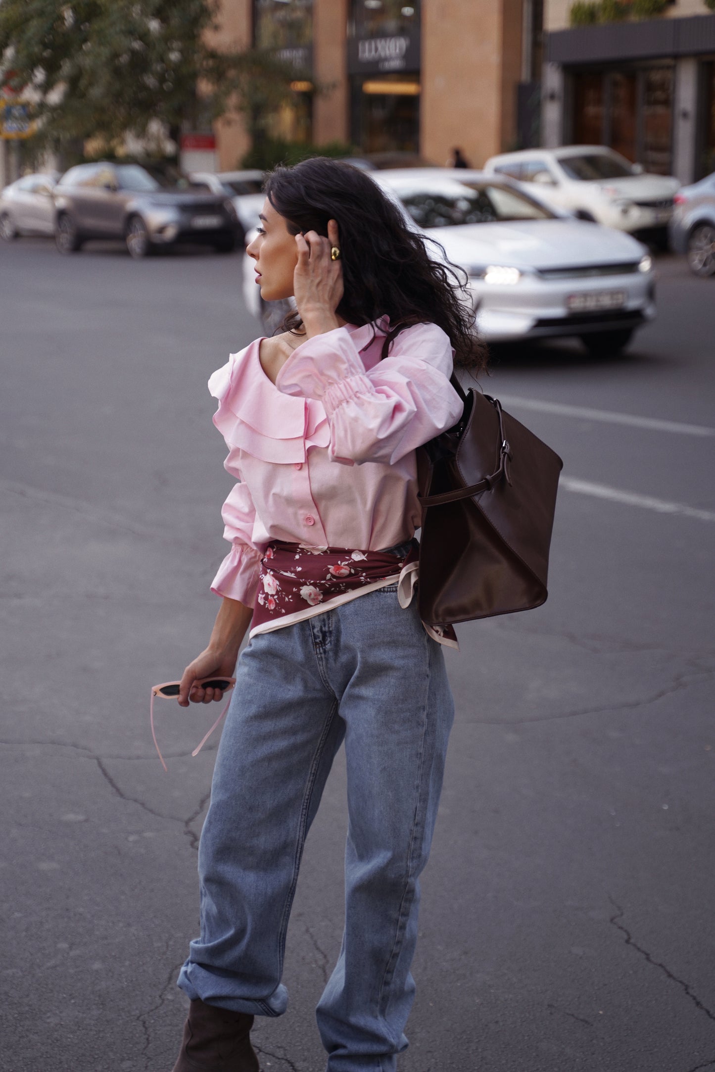 Pink Ruffle Blouse