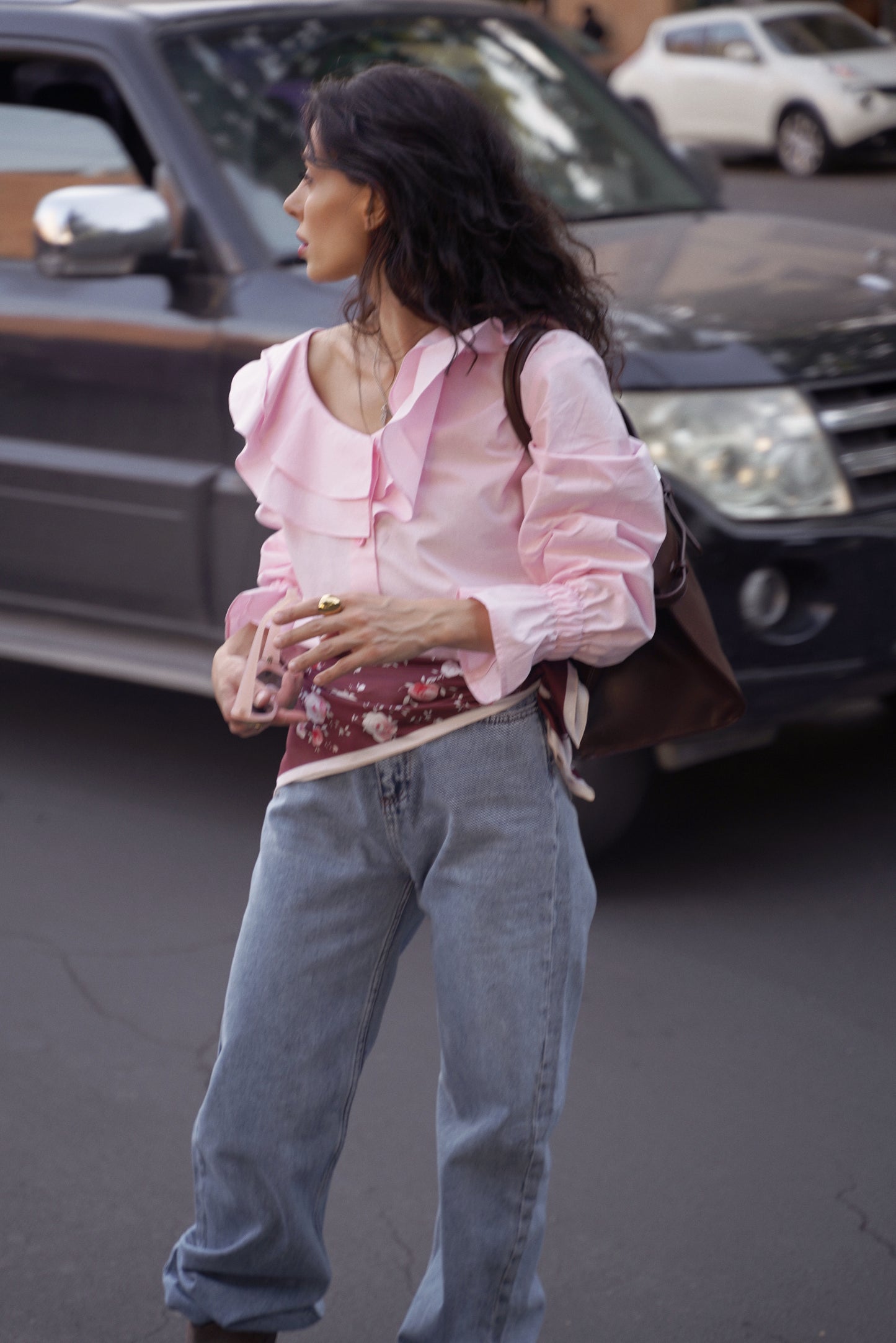 Pink Ruffle Blouse