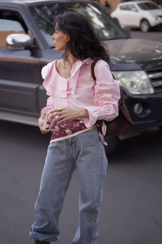 Pink Ruffle Blouse