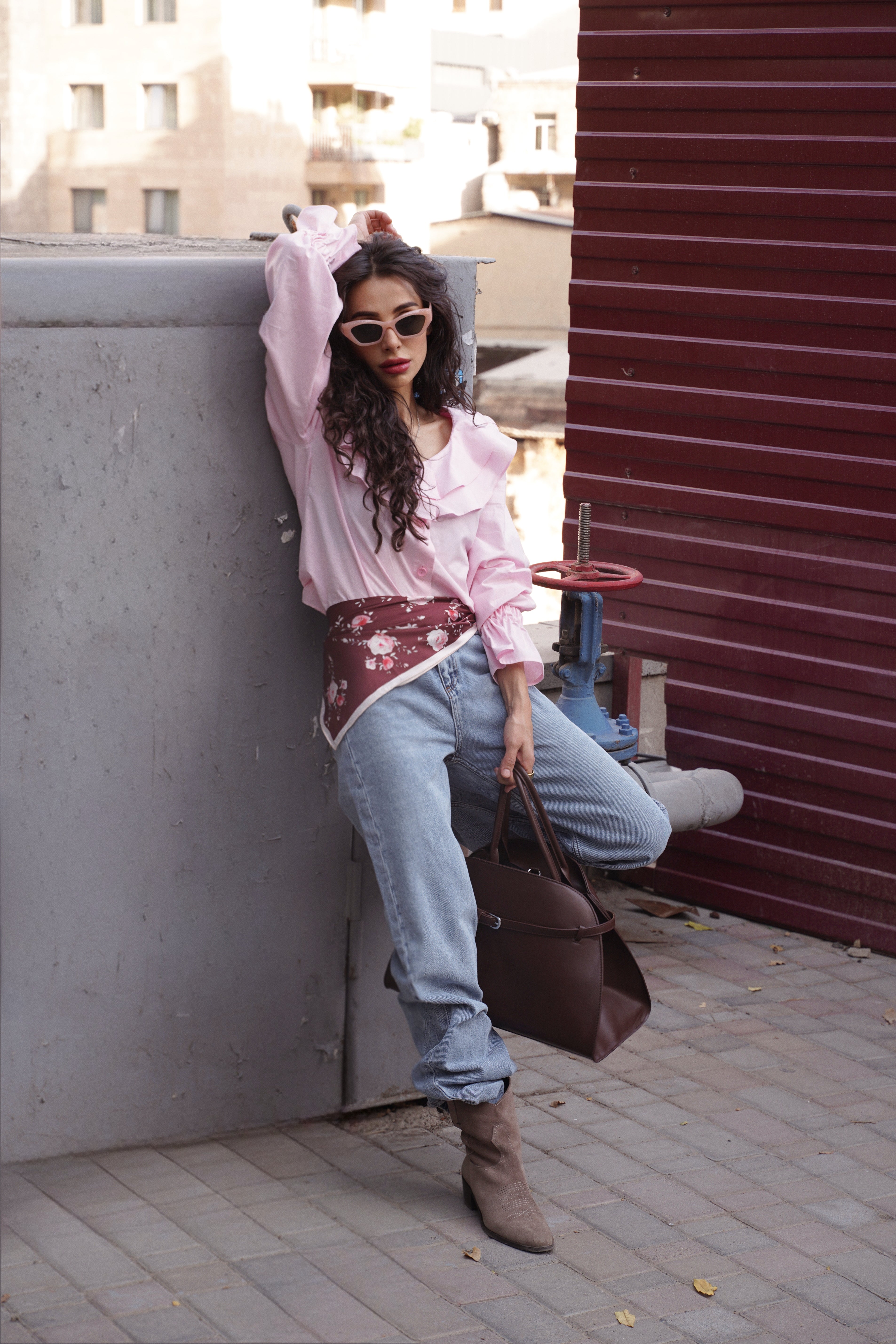 Pink Ruffle Blouse