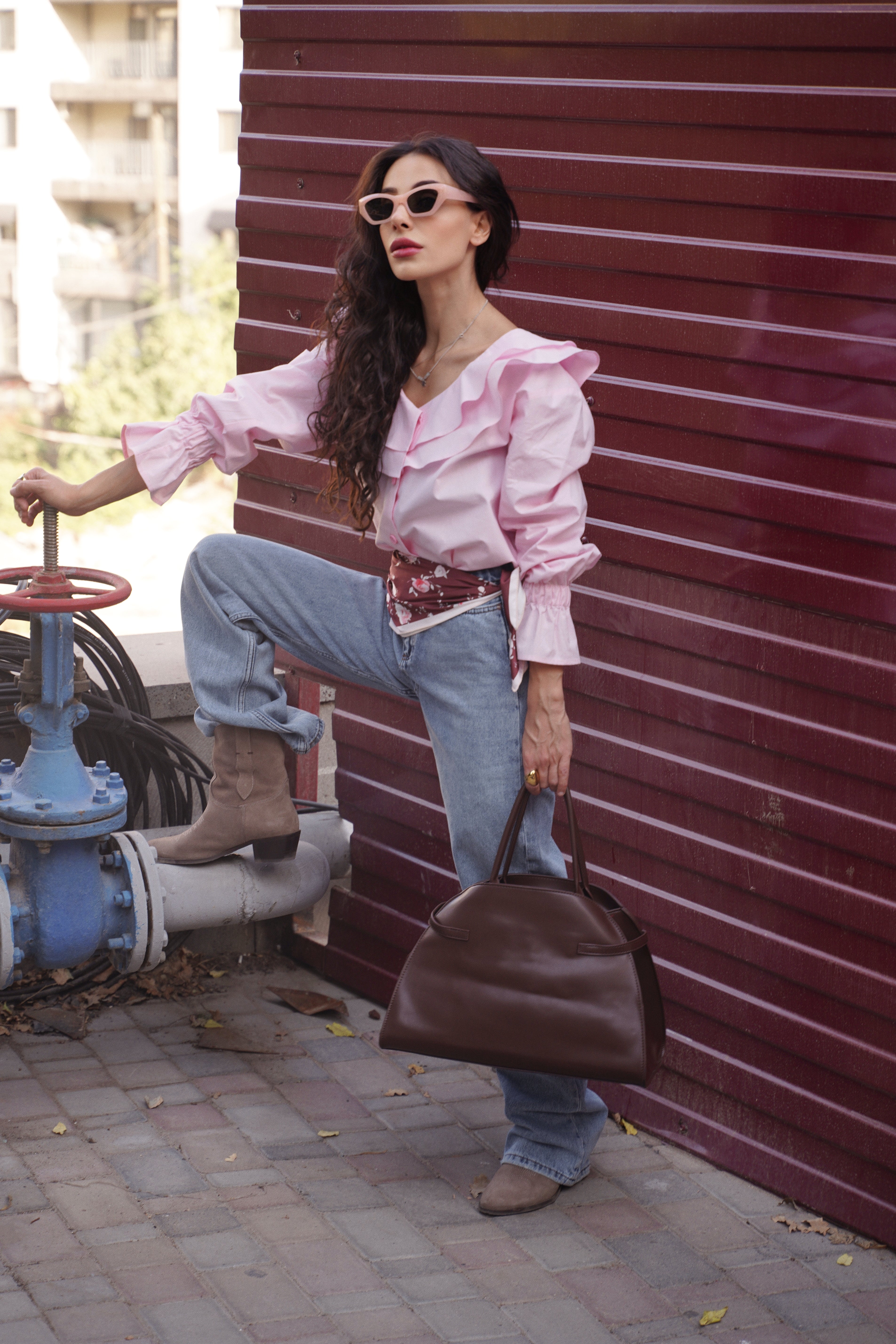 Pink Ruffle Blouse