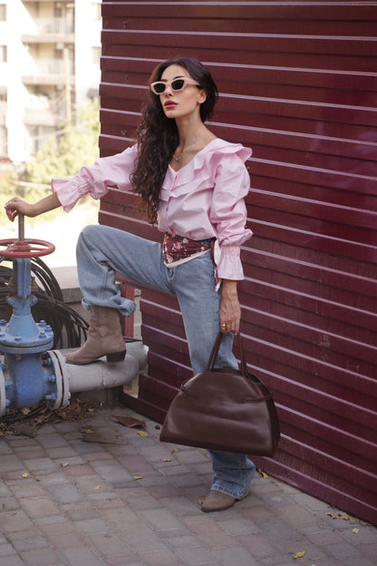 Pink Ruffle Blouse