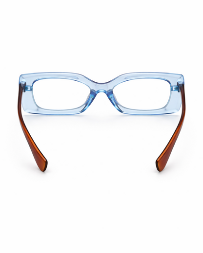 Clear Blue Rectangular Frame Glasses