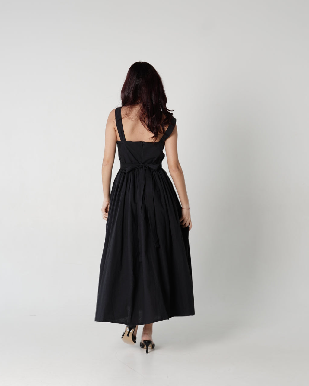 Mocha Checked Midi Dress