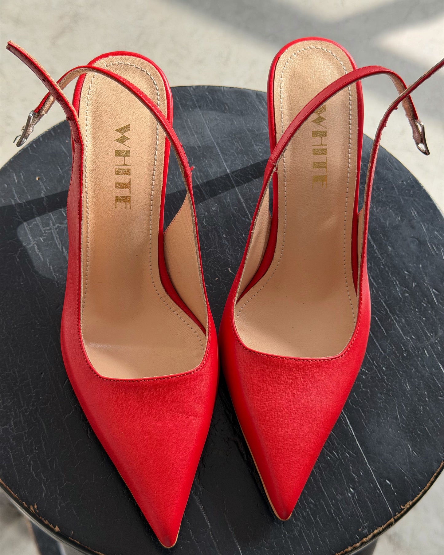 Scarlet Power Slingback Heels