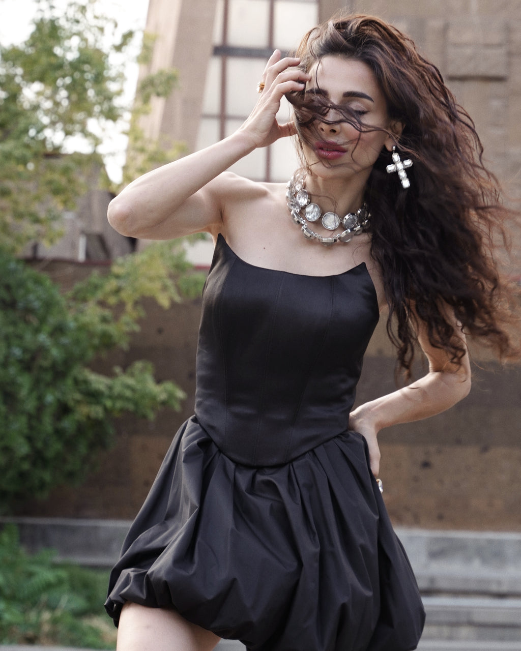 Celeste Crystal Cross Drop Earrings