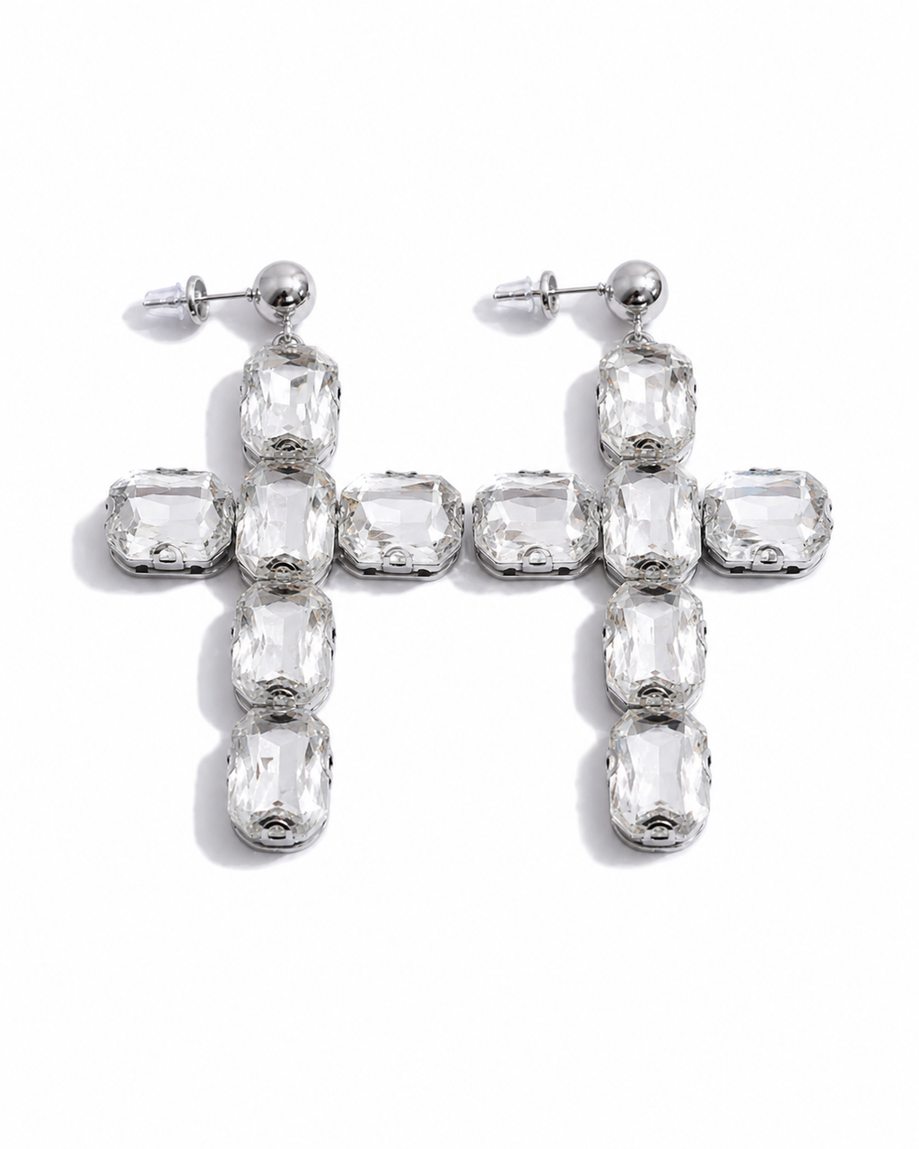 Celeste Crystal Cross Drop Earrings