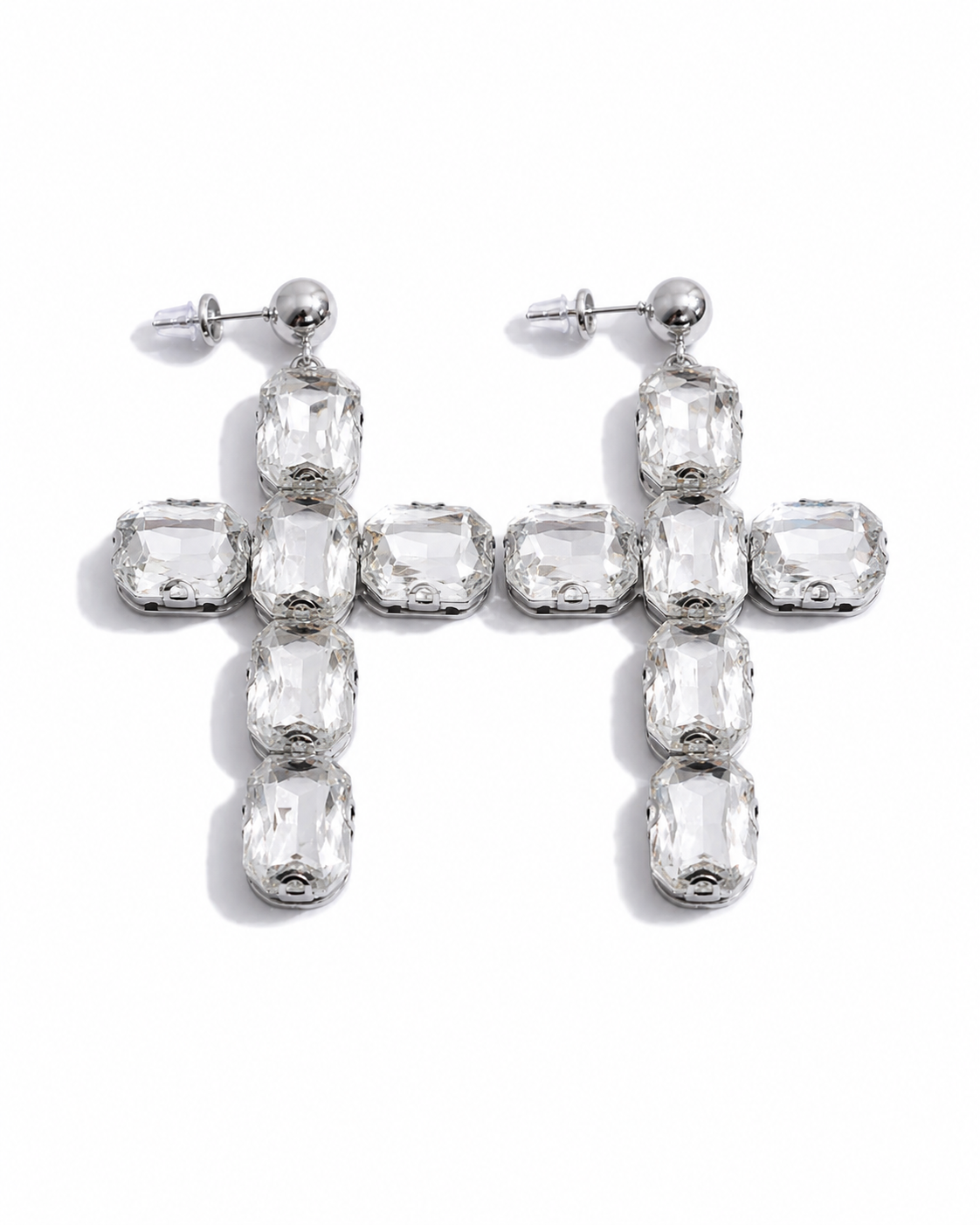 Celeste Crystal Cross Drop Earrings