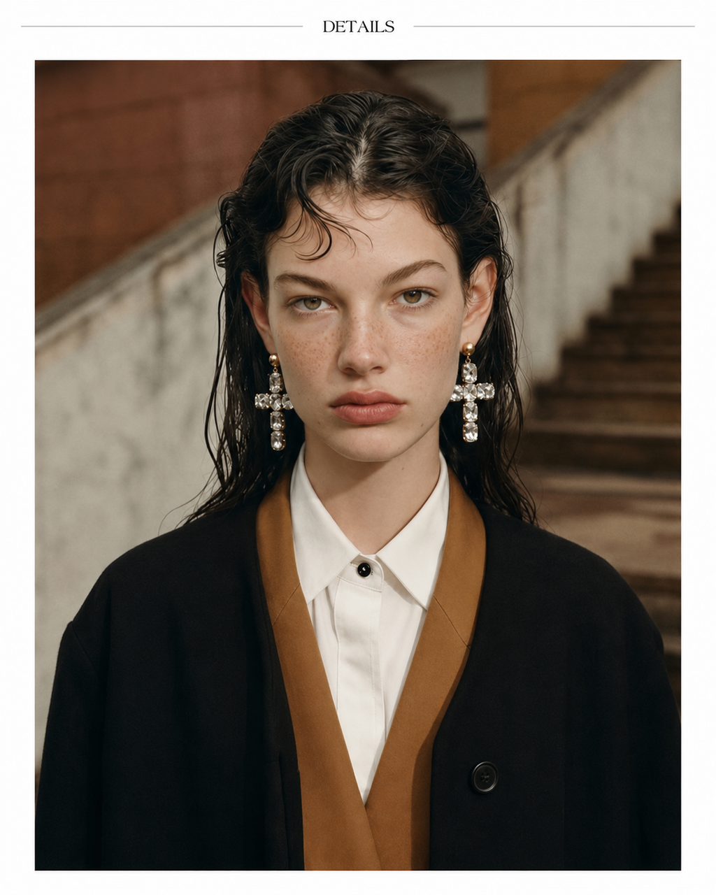 Celeste Crystal Cross Drop Earrings