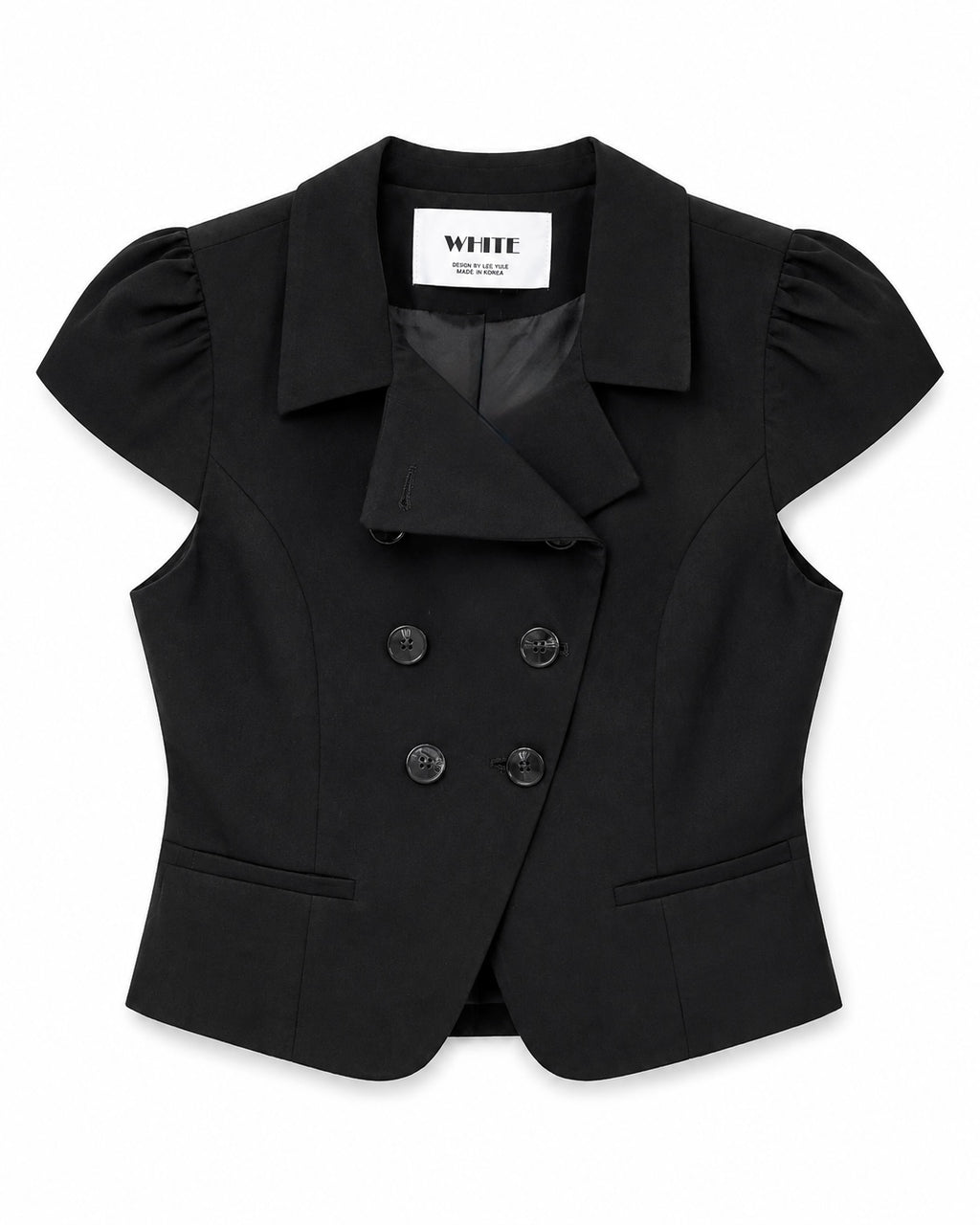 Sculpted Double-Breasted Short Blazer