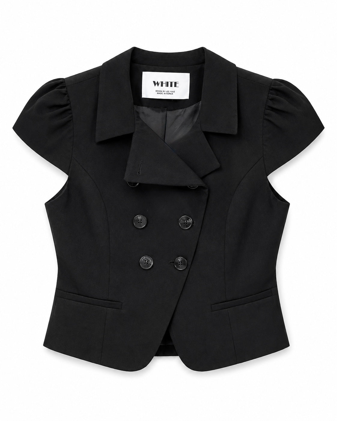 Sculpted Double-Breasted Short Blazer