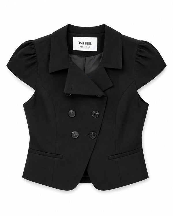 Sculpted Double-Breasted Short Blazer